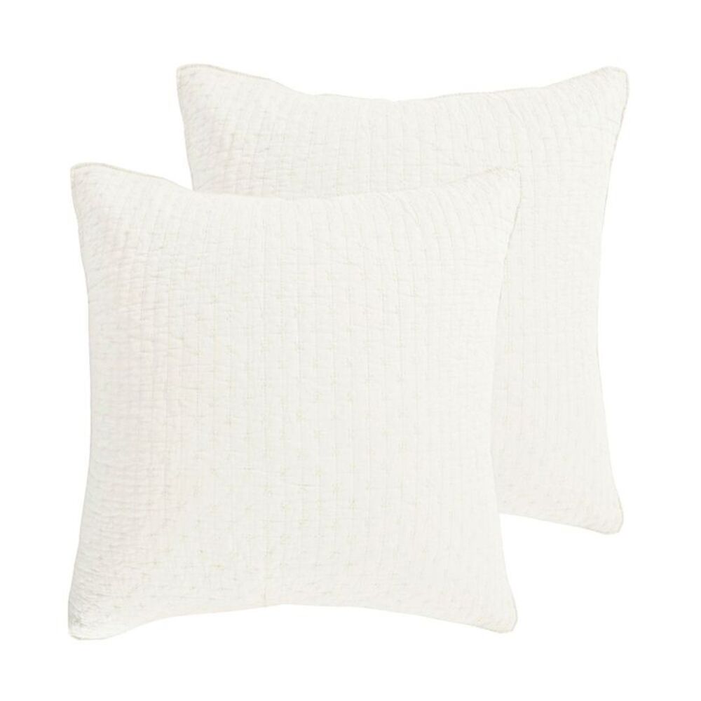 Levtex Home - Cross Stitch Cream Euro Sham Set - Two Euro Shams  Cream